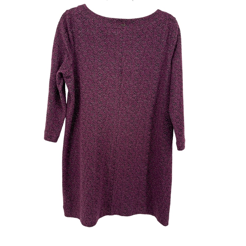 White Stuff Burgundy Anthropologie Knit Dress‎ Metallic Keyhole Neck 3/4 sz 14